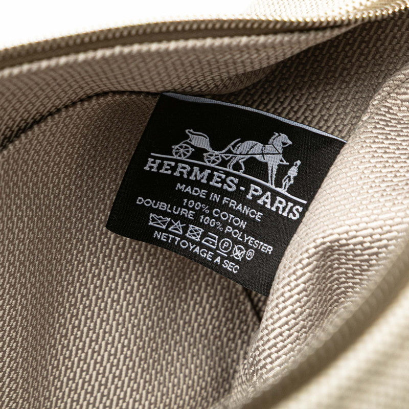 エルメス ブリッド ア ブラックPM ハンドバッグ ポーチ ベージュ ワインレッド キャンバス レディース HERMES 【中古】