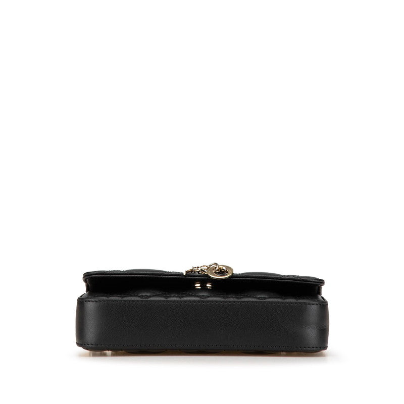 ディオール カナージュ マイディオール 斜め掛け チェーン ショルダーバッグ ブラック ラムスキン レディース Dior 【中古】