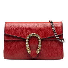 グッチ ディオニュソス 斜め掛け チェーン ショルダーバッグ 476432 レッド レザー レディース GUCCI 中古