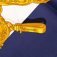 エルメス カレ90 Memoire d'Hermes エルメスの思い出 スカーフ ネイビー ホワイト マルチカラー シルク レディース HERMES 中古