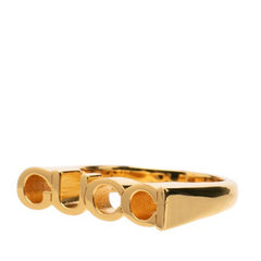 グッチ ロゴ リング 指輪 #M ゴールド メッキ レディース GUCCI 中古