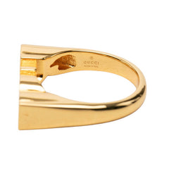 グッチ ロゴ リング 指輪 #M ゴールド メッキ レディース GUCCI 中古