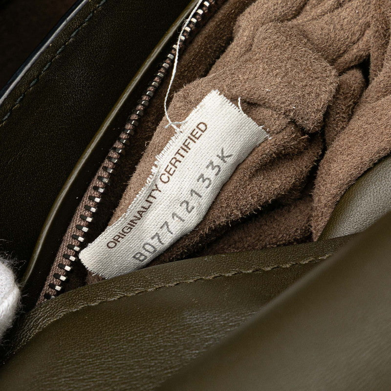 ボッテガヴェネタ イントレチャート ピアッツァ ハンドバッグ ショルダーバッグ 2WAY カーキ レザー レディース BOTTEGAVENETA 【中古】
