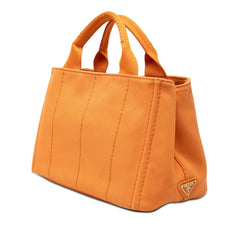 プラダ 三角ロゴプレート カナパ ミニ ハンドバッグ ショルダーバッグ 2WAY オレンジ キャンバス レディース PRADA 【中古】