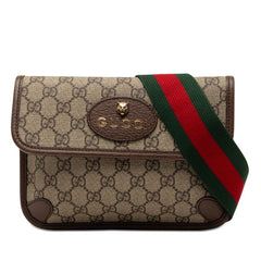 グッチ GGスプリーム シェリーライン ショルダーバッグ 489617 ブラウン ベージュ PVC レザー レディース GUCCI 【中古】