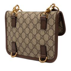 グッチ GGスプリーム シェリーライン ショルダーバッグ 489617 ブラウン ベージュ PVC レザー レディース GUCCI 【中古】