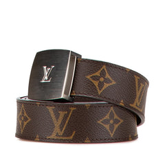 ルイ ヴィトン モノグラム サンチュール LVカット ベルト サイズ：80/32 M6888W ブラウン PVC レザー レディース LOUIS VUITTON 【中古】