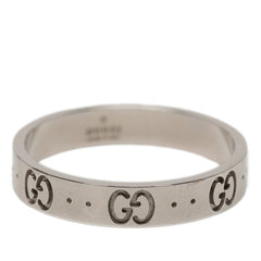 グッチ アイコン リング 指輪 #21 K18WG ホワイトゴールド メンズ GUCCI 【中古】