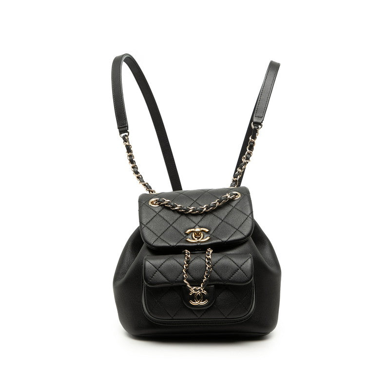 シャネル マトラッセ ココマーク スモール リュック バックパック ブラック ゴールド金具 カーフスキン レディース CHANEL 【中古】