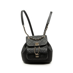 シャネル マトラッセ ココマーク スモール リュック バックパック ブラック ゴールド金具 カーフスキン レディース CHANEL 【中古】