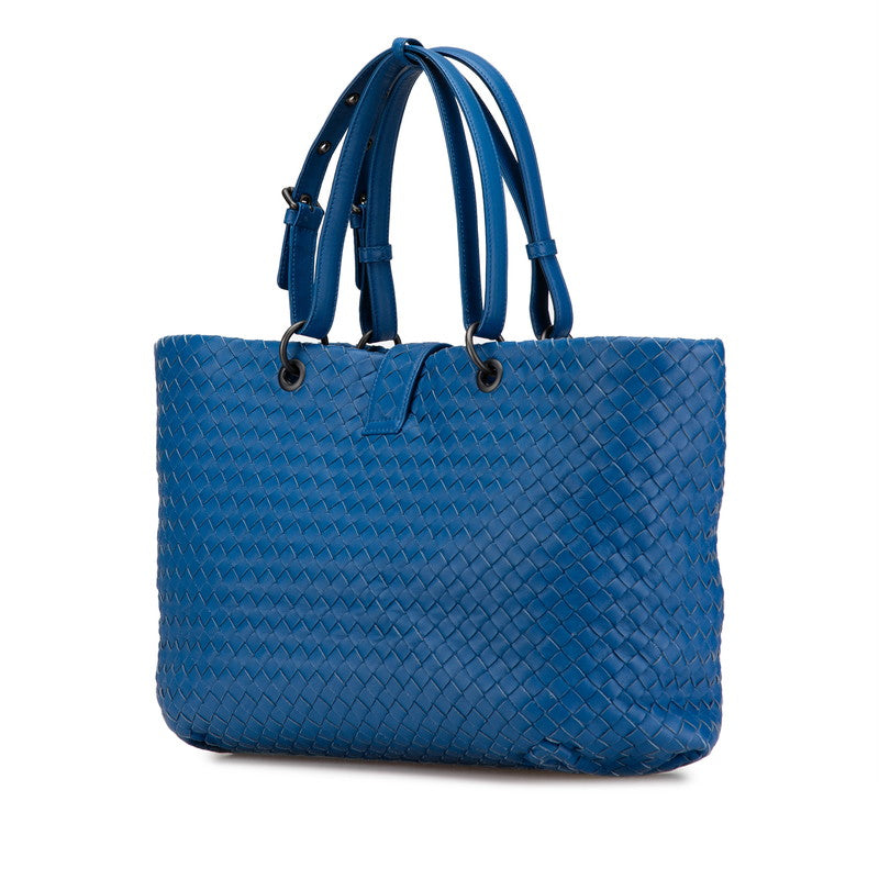 ボッテガヴェネタ イントレチャート トートバッグ ブルー レザー レディース BOTTEGAVENETA 【中古】