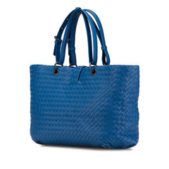 ボッテガヴェネタ イントレチャート トートバッグ ブルー レザー レディース BOTTEGAVENETA 【中古】