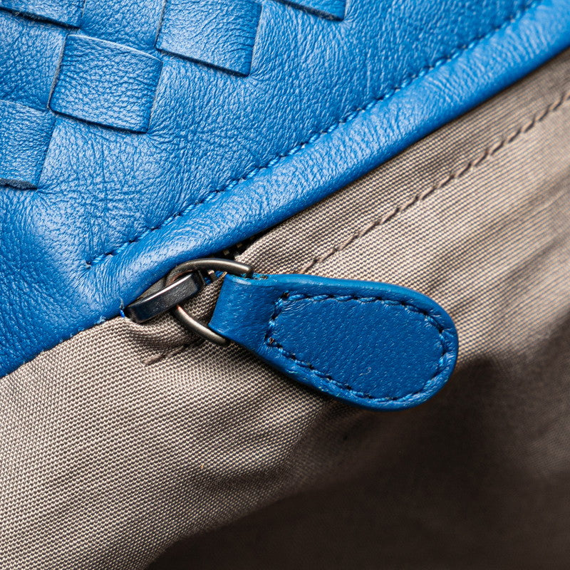 ボッテガヴェネタ イントレチャート トートバッグ ブルー レザー レディース BOTTEGAVENETA 【中古】
