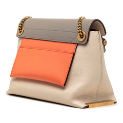 クロエ クレア チェーン ショルダーバック アイボリー グレー レザー レディース Chloe 【中古】