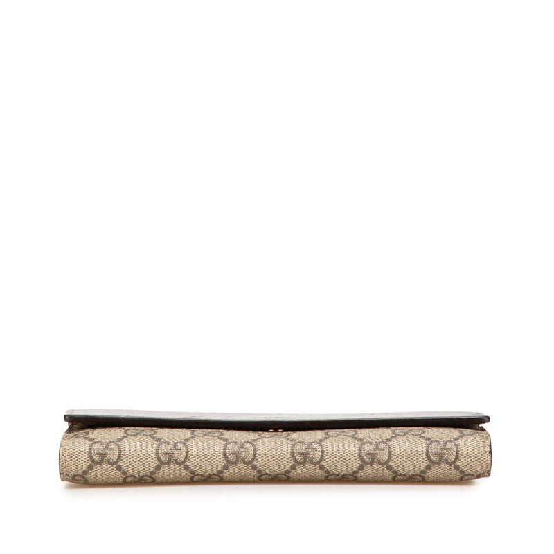 グッチ GGスプリーム 長財布 410100 ベージュ ブラウン PVC レザー レディース GUCCI 【中古】