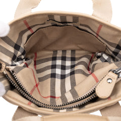 バーバリー ノバチェック ミニ トートバッグ ベージュ ナイロン レザー レディース BURBERRY 中古