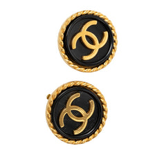 シャネル ココマーク ヴィンテージ イヤリング 95A ゴールド ブラック メッキ レディース CHANEL 中古