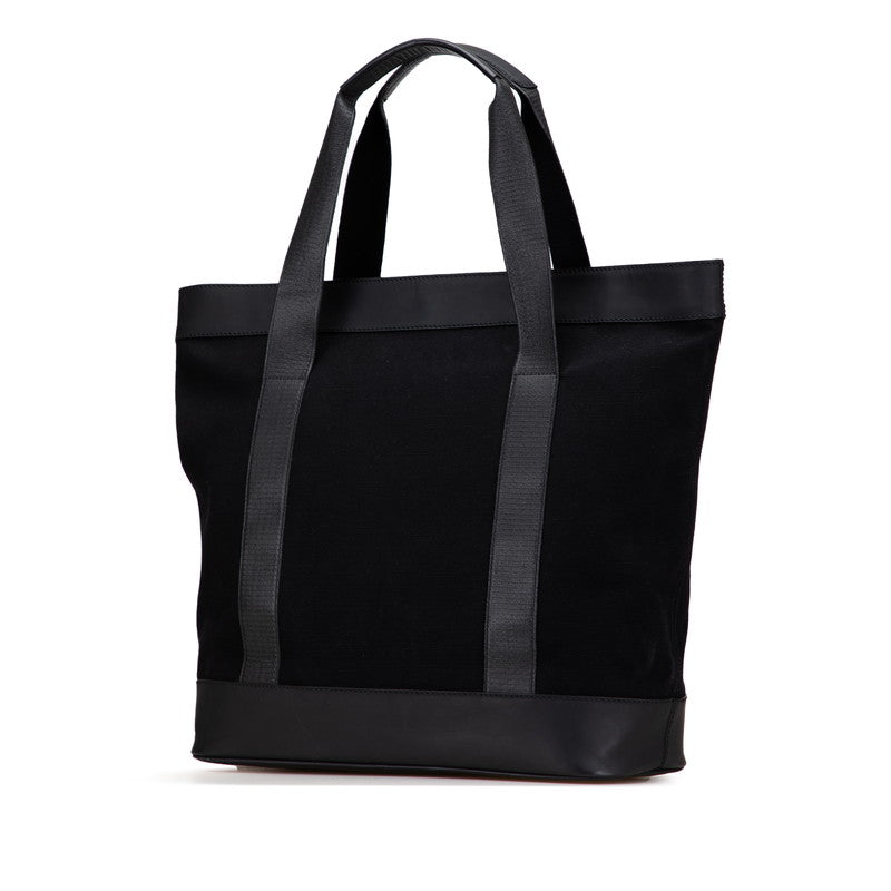 バレンシアガ ネイビー トートバッグ 374767 ブラック キャンバス レザー レディース BALENCIAGA 【中古】