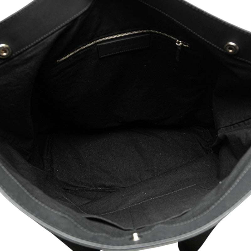 バレンシアガ ネイビー トートバッグ 374767 ブラック キャンバス レザー レディース BALENCIAGA 【中古】