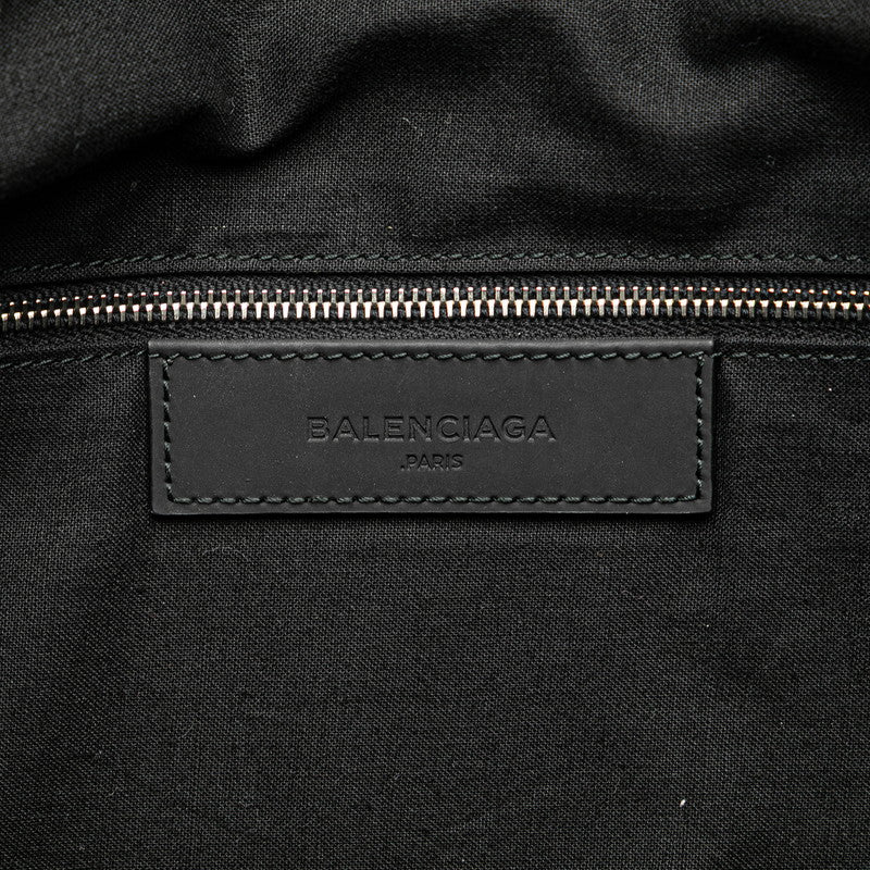 バレンシアガ ネイビー トートバッグ 374767 ブラック キャンバス レザー レディース BALENCIAGA 【中古】