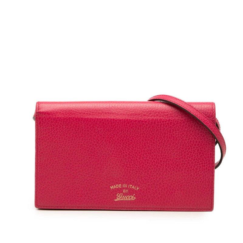 グッチ スウィング ウォレット ショルダーバッグ 斜めかけ 368231 ピンク レザー レディース GUCCI 中古
