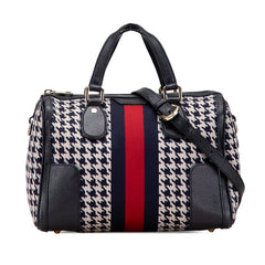 グッチ シェリーライン ハンドバッグ ショルダーバッグ 2WAY 271623 ブラック ネイビー キャンバス レザー レディース GUCCI 【中古】