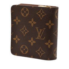 ルイ ヴィトン モノグラム コンパクトジップ 二つ折り財布 M61667 ブラウン PVC レザー レディース LOUIS VUITTON 【中古】