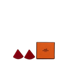 エルメス トライアングル イヤリング イヤークリップ ルージュヴィフ レザー レディース HERMES 中古