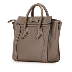 セリーヌ ラゲージ ナノショッパー ハンドバッグ ショルダーバッグ 2WAY グレージュ レザー レディース CELINE 【中古】