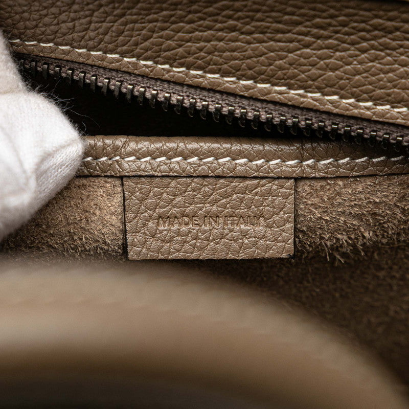 セリーヌ ラゲージ ナノショッパー ハンドバッグ ショルダーバッグ 2WAY グレージュ レザー レディース CELINE 【中古】
