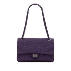 シャネル 2.55 Wフラップ チェーン ショルダーバッグ ハンドバッグ パープル コットン レディース CHANEL 【中古】