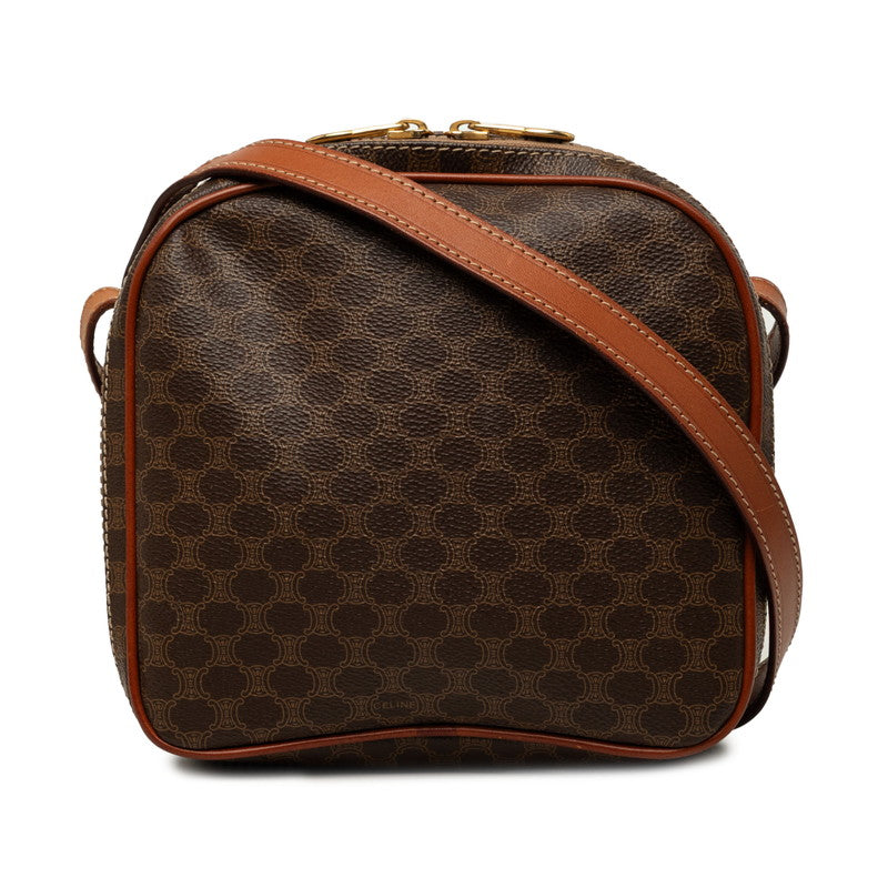 セリーヌ マカダム 斜め掛け ショルダーバッグ ブラウン PVC レザー レディース CELINE 中古