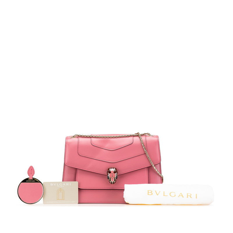 ブルガリ セルペンティ フォーエバー チェーン ショルダーバッグ ハンドバッグ ピンク レザー レディース BVLGARI 【中古】