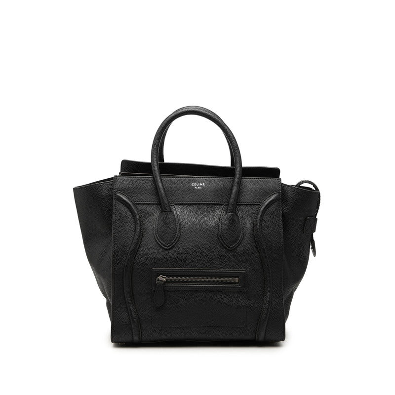 セリーヌ ラゲージ ミニ ハンドバッグ ブラック レザー レディース CELINE 【中古】