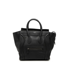 セリーヌ ラゲージ ミニ ハンドバッグ ブラック レザー レディース CELINE 【中古】