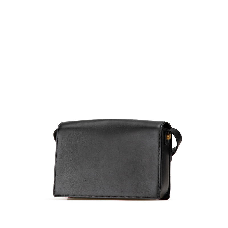 サンローラン ロゴ ショルダーバッグ ブラック ベージュ レザー レディース SAINT LAURENT 【中古】