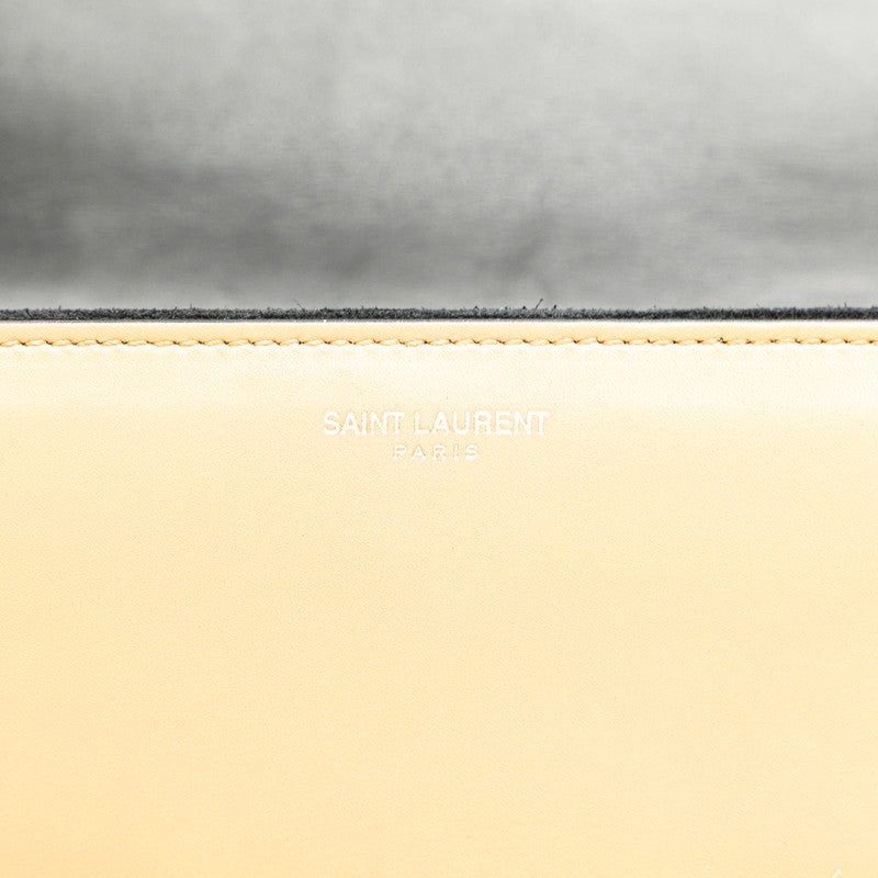 サンローラン ロゴ ショルダーバッグ ブラック ベージュ レザー レディース SAINT LAURENT 【中古】
