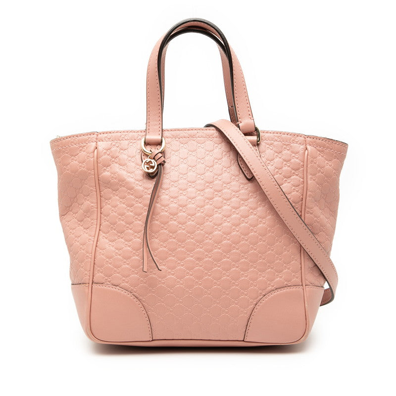 グッチ マイクログッチシマ ブリー ハンドバッグ ショルダー 2WAY 斜め掛け 449241 ピンク レザー レディース GUCCI 【中古】