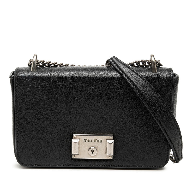ミュウミュウ マドラス チェーン ショルダーバッグ 5BD153 ブラック レザー レディース MIUMIU 【中古】