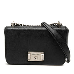 ミュウミュウ マドラス チェーン ショルダーバッグ 5BD153 ブラック レザー レディース MIUMIU 【中古】