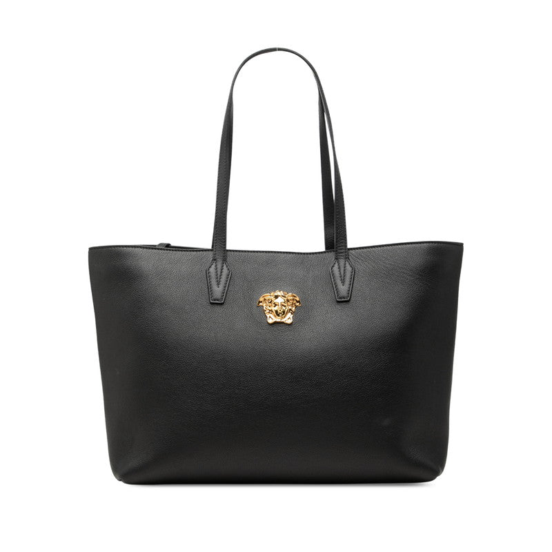 ヴェルサーチェ メデューサ トートバッグ ブラック ゴールド レザー レディース VERSACE 中古