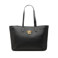 ヴェルサーチェ メデューサ トートバッグ ブラック ゴールド レザー レディース VERSACE 中古