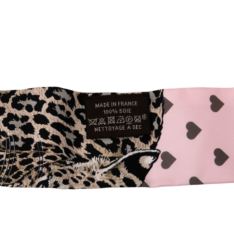 エルメス ツイリー JUNGLE LOVE ジャングル ラブ スカーフ ピンク ブラウン マルチカラー シルク レディース HERMES 【中古】