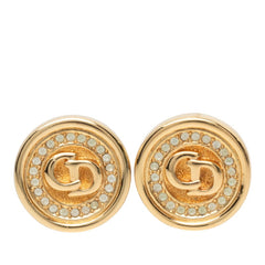 ディオール CDロゴ イヤリング ゴールド メッキ ラインストーン レディース Dior 中古
