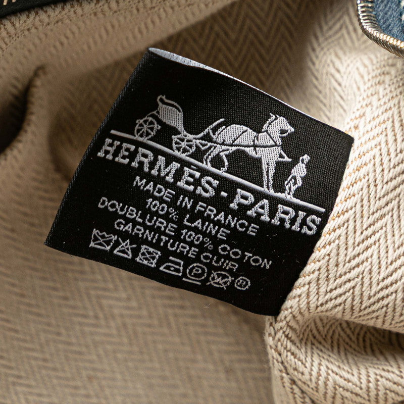 エルメス ブリッドアブラックPM ハンドバッグ ネイビー カーキグリーン キャンバス レディース HERMES 【中古】