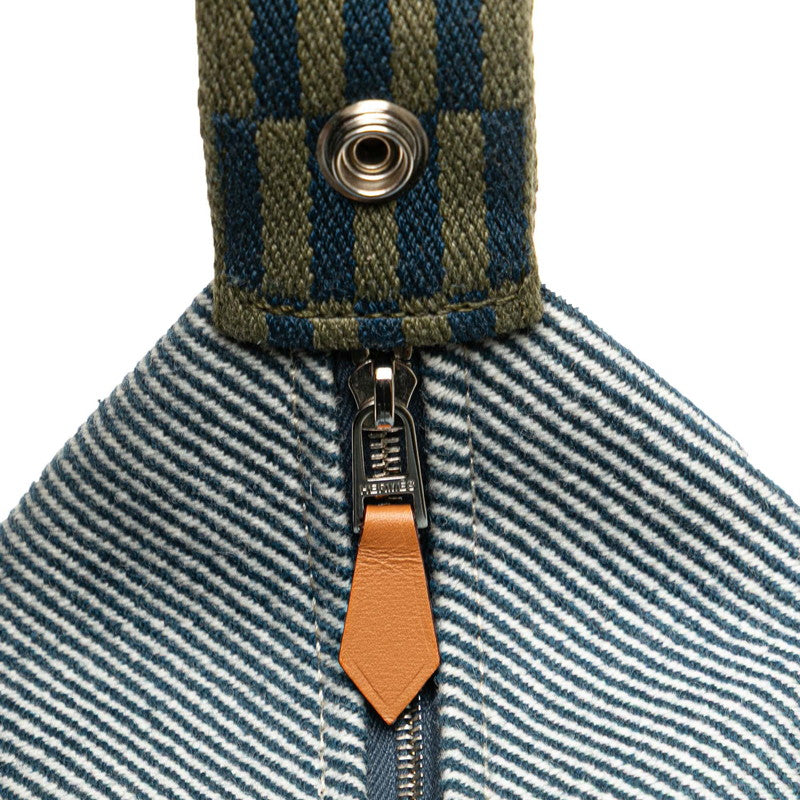 エルメス ブリッドアブラックPM ハンドバッグ ネイビー カーキグリーン キャンバス レディース HERMES 【中古】