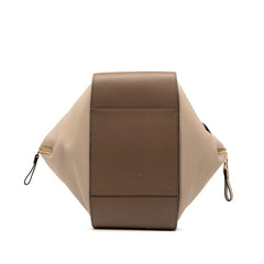 ロエベ アナグラム ハンモック スモール ハンドバッグ ショルダーバッグ 2WAY ベージュ ブラウン レザー レディース LOEWE 【中古】