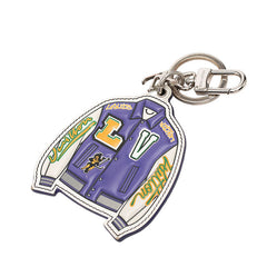 ルイ ヴィトン ポルト クレ LV バーシティ ジャケット キーホルダー MP3385 パープル ホワイト レザー メタル レディース LOUIS VUITTON 【中古】