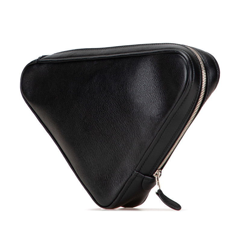 バレンシアガ トライアングル 三角 クラッチバッグ セカンドバッグ ポーチ 476976 ブラック レザー レディース BALENCIAGA 【中古】