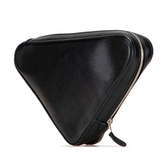 バレンシアガ トライアングル 三角 クラッチバッグ セカンドバッグ ポーチ 476976 ブラック レザー レディース BALENCIAGA 【中古】
